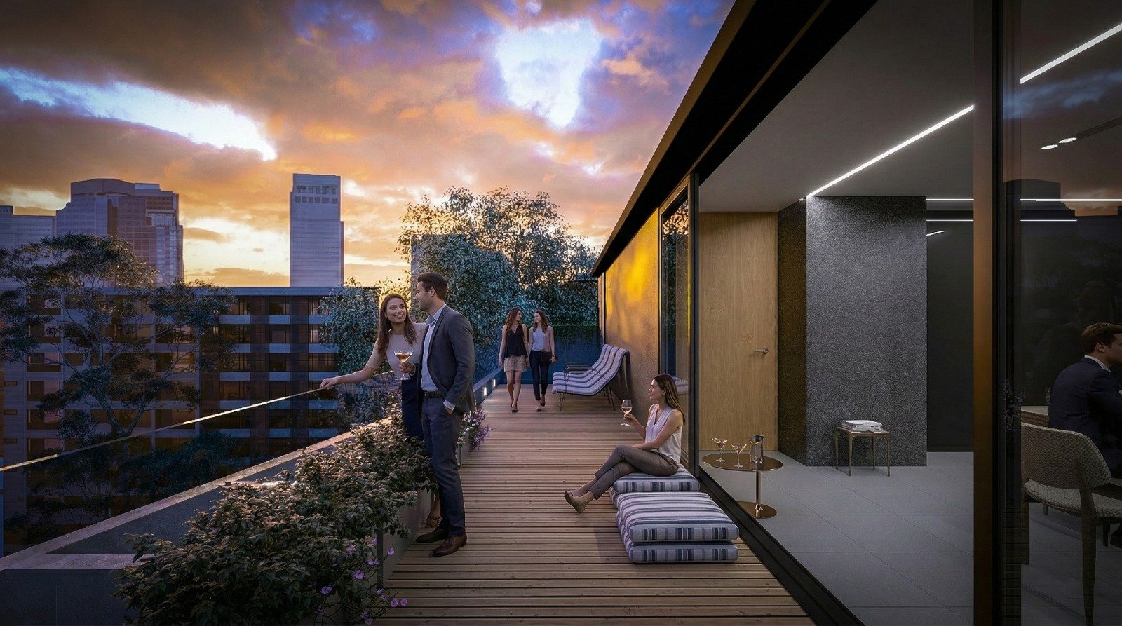 SUM y parrilla en azotea de Alpha Place Libertador con vistas panorámicas a Buenos Aires