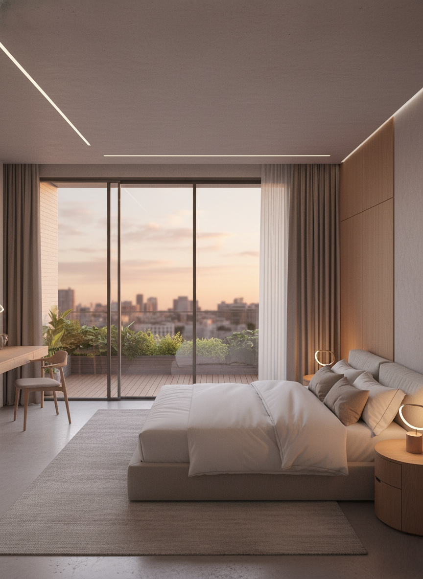 Suite principal con balcón terraza en Alpha Place Libertador