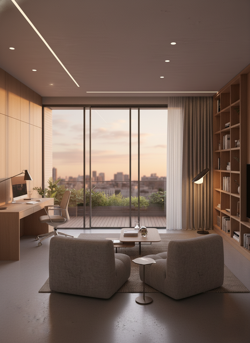 Living comedor de departamento premium en Alpha Place Libertador