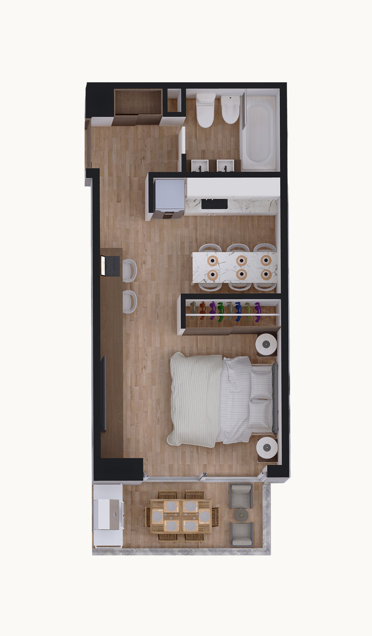 Plano de planta studio 37m² — Alpha Place Libertador, Plano 3