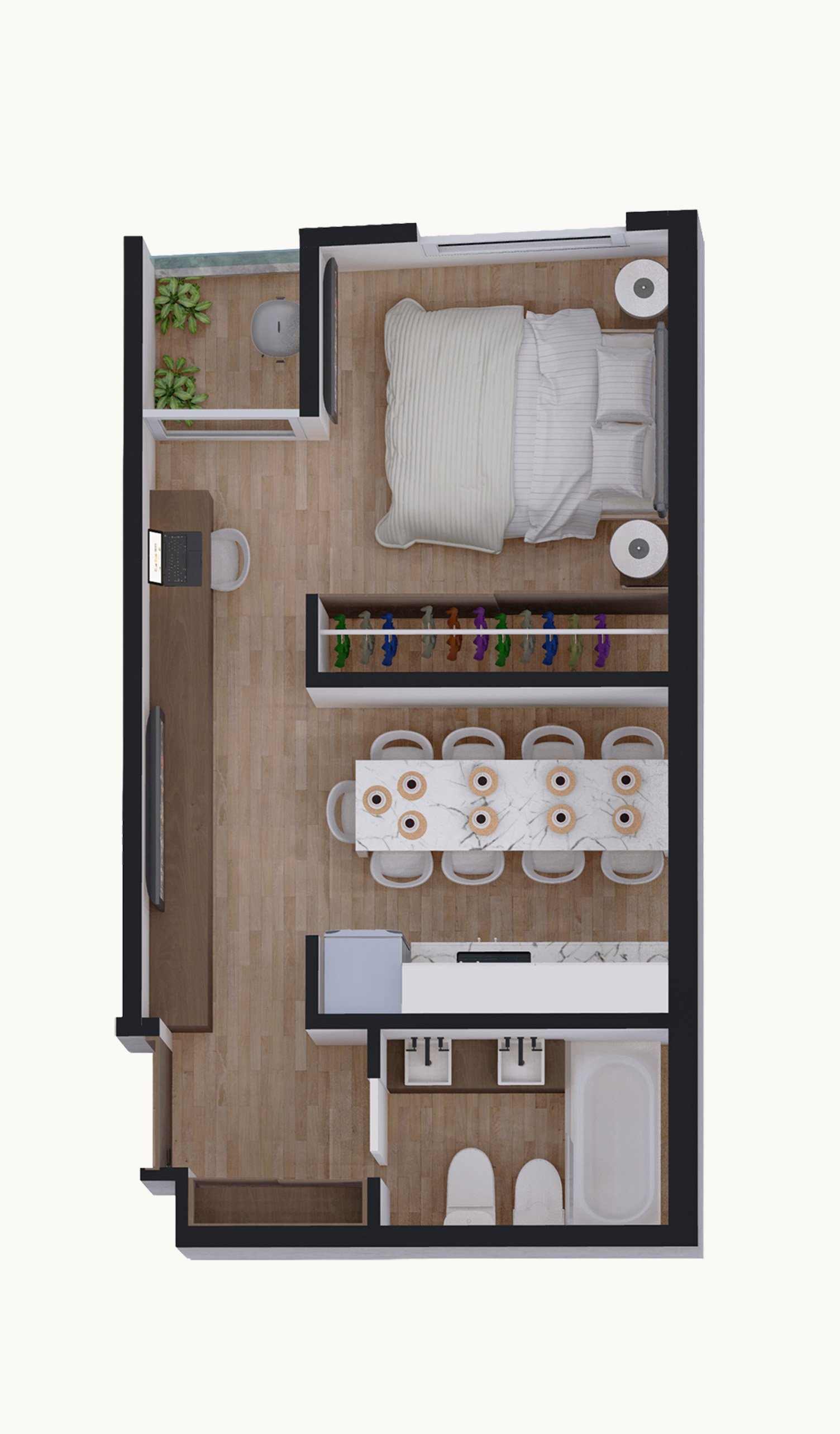 Plano de planta studio 35m² — Alpha Place Libertador, Plano 6