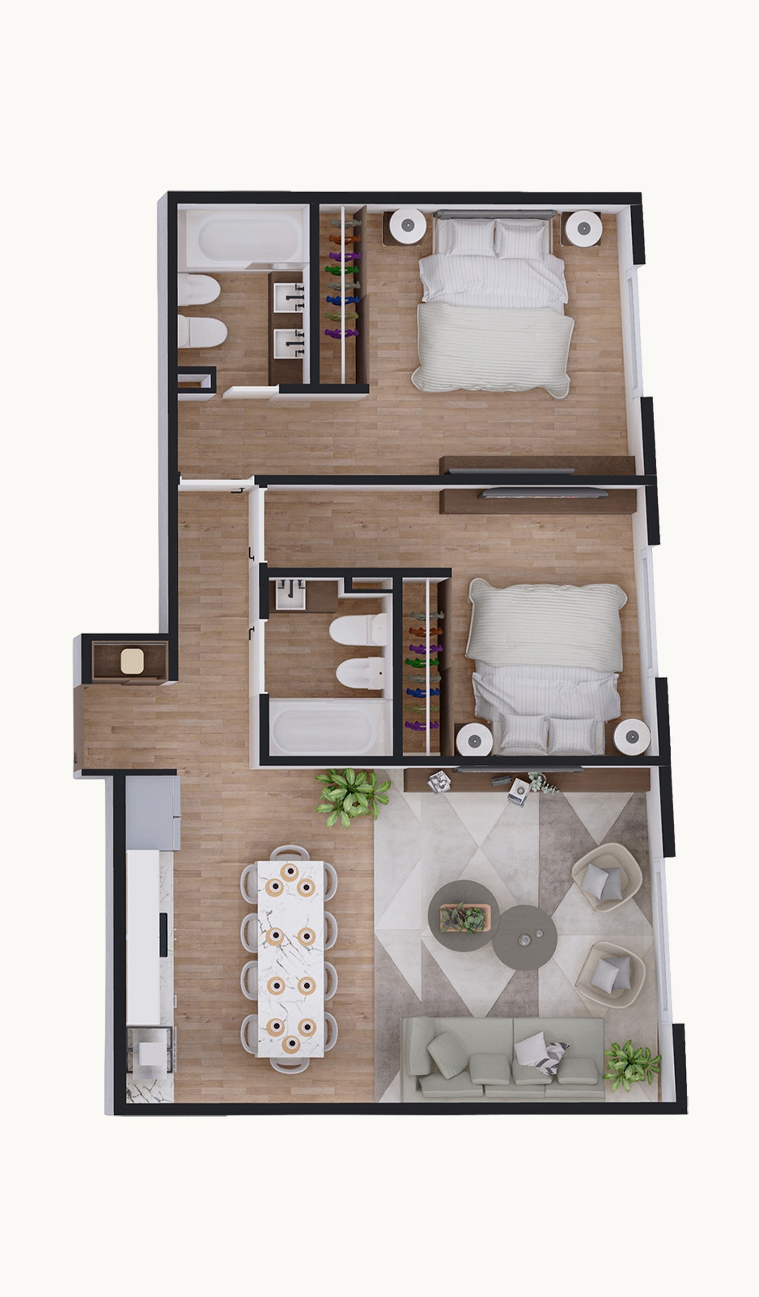 Plano de planta 2 dormitorios 78m² — Alpha Place Libertador, Plano 8